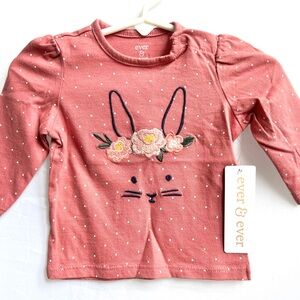 Pink Bunny Long Sleeve Kids Tee
